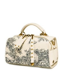 1 件 PVC 皮革印花图案小波士顿枕头包，可调节吊带，小巧适合日常使用，设计精致优雅，是送给女性朋友、姐妹、母亲、妻子、派对礼服配饰的理想礼物