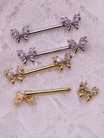 2pcs 14G Nipple Ring 316L Stainless Steel Nipple Barbell Nipple Barbells CZ Nipple Ring Body Piercing Jewelry For Women Men