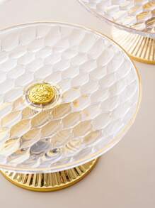1pc Round Cake Stand With Gold Base, Decorative Tray For Christmas Gift, Wedding Party, Holiday