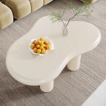 LITTLE TREE 39.4" Cloud Coffee Table, Cute Cream Coffee Table With 4 Solid Legs, Modern Carton Center Table For Living Room, Home Office, Funky Minimalist Tea Table - 白色 - 查看 6