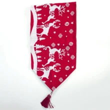 1 件红色背景白色驯鹿圣诞装饰，织物驯鹿印花桌旗 11.8 英寸 X 78.7 英寸圣诞桌饰 - 彩色 - 查看 4