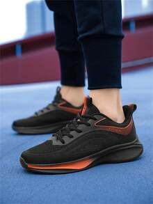 男士透气运动跑步鞋，针织网眼鞋面，轻便，减震软底，多功能休闲步行慢跑运动鞋