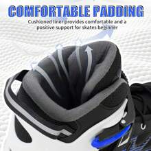 Adult Inline Skates For Men Women, Blades Roller With Carbon Steel Bearings, TPR Brake, 3D Mesh, EVA Lining, PVC Upper | Adjustable Size For Better Fit For Skating Enthusiasts - Màu xanh lam - Xem 4