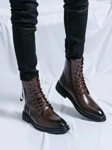 Men's Fashion British Style High-Top Boots, Versatile - Brown - View 5