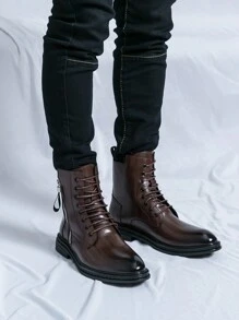 Men's Fashion British Style High-Top Boots, Versatile - Brown - View 4