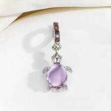 1pc Colored Zirconia Turtle Pendant, Luxury Ocean Style Crystal Turtle Pendant Suitable For DIY Bracelet Necklace Accessories - Crystal Color Random