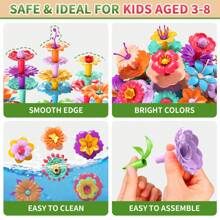 HENGPHY Flower Garden Building Toys For 3 4 5 6 Year Old Girls, Educational Stem Toys Sets148 Pcs Flowers Building Toys With Storage Box,Pretend Play Gardening Toys Set Birthday Gift For Kids - 148 tablets - View 6