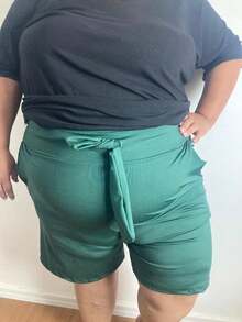 Plus Size Shorts - 綠色 - 查看 4