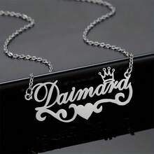 定制皇冠吊坠带防水铭牌 - 浪漫银饰，适合女士，情人节情侣礼物 - 1 件 - 多色 - 查看 12