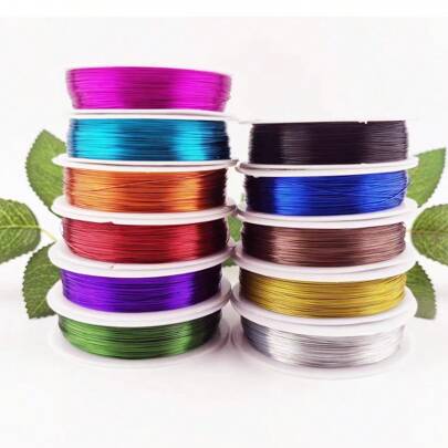 Fio de ferro fino colorido de 50 m, diâmetro de 0,4 mm, materiais de fiação floral artesanal faça você mesmo