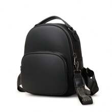 New Fashion Dual-Shoulder & Crossbody Backpack Bag For Women, PU Leather - Black - View 2