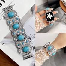 1 paquet de bracelet décoratif en strass, bijoux fantaisie, design élégant en métal avec pierres, style mignon et girly, élastique, compatible avec les bracelets Apple Watch de 38mm, 40mm, 41mm, 42mm, 44mm, 45mm, 46mm, 49mm, compatible avec les séries Apple Watch Ultra 2, SE, 10, 9, 8, 7, 6, 5, 4, 3, 2, 1