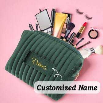 1 Personalized Bridesmaid Makeup Bag, Custom Velvet Makeup Bag, Travel Toiletries Bag, Bridesmaid Proposal Gift, Valentine's Day Gift, Christmas Gift, Merry Christmas