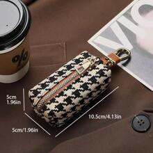 格纹钥匙包 通用汽车钥匙包 简约时尚 大容量腰包 挂包 多功能拉链零钱包 卡包 钥匙包 钥匙包 学校用品 教师礼物 返校用品 女士迷你钱包 - 棕色 - 查看 5