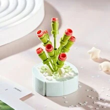 8pcs Mini Succulents Artificial Plant Building Blocks For Kids, Home Decoration, Birthday, Creative Housewarming Gifts, Plant Collection, Bouquet Toys - Multicolor - View 6