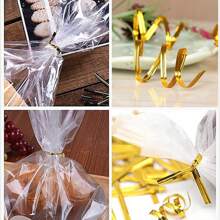 100PCS Cellophane Treat Bags, 8x12cm/10x15/15x20cm/16x24/20x28cm Clear Cellophane Gift Bags With 4" Twist Ties, Clear Bread Bags, Plastic Bags,Cookie Bags, Candy Bags For Treats Gifts Giving Birthday Party Favors