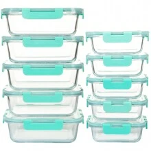 20PCS Reusable Glass Meal Prep Containers With Airtight Lids, Leak-Proof Durable Food Storage Containers For Kitchen, Party, Leftovers, And Multi-Scene Use, Microwave Oven Dishwasher Freezer Compatible(10 Containers+10 Lids)