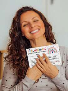 Rainbow Happy Mail Teacher's Classroom Note Cards For Parents, Used For Positive Behavior Encouragement, 50pcs/Pack, Universal Paper Labels For Preschool And Primary School Back To School - Multicolor - View 7