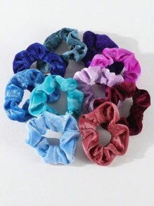 30pcs/Pack Girls' Multicolor Velvet Scrunchies, Colorful Velvet Hair Ties Ponytail Holders Hair Accessories