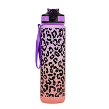 1 pieza Botella de agua deportiva con estampado de leopardo de 32oz (aproximadamente 1000ml) con pajilla, adecuada para correr, fitness, saltar la cuerda, actividades al aire libre - Multicolor - Ver 12