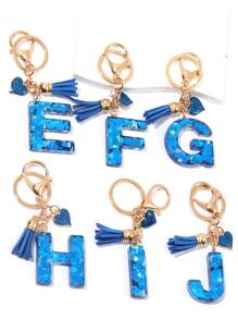 1pc Blue Color Heart Shaped Accessories Decorative Letter Keychain Pendant, Creative Water Cup Decorative Letter Pendant,Bag Charms,Cute Car Keychain,Bag And Wallet Keychain,Back To School Gift For Friend Valentines Car Accessories Bag Accessories Lanyards With Id Holder Christmas Car Accessories Teacher Sister Gift Ideas - Blue - View 3