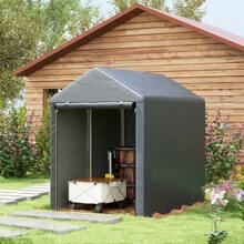 Outsunny 1.2 X 1.8m Garden Storage Shed Tent, Portable Shed Shelter With Galvanised Steel Frame And Large Door, For Motorbike, Garden Tools, Bike Storage - Grey - View 1