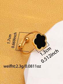 1pc Stainless Steel Flower Design Adjustable Open Ring, Simple & Fashionable For Women Valentines,Mom,Mother,Mother's Day,Gift