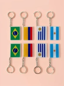 1/4pcs National Flag Of South America Casual Acrylic Keychain Keyring For Men, Gift For Football Fans, Backpack Decor (Brazil, Colombia, Argentina, Uruguay) School Letter