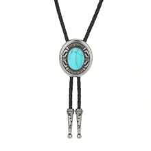 1pc Adjustable Navajo Style Gemstone Bolo Tie Necklace, Western Cowboy Bolo Tie Shirt Collar Accessory For Men And Women, Casual Party Wedding Best Gift - Gem - View 11