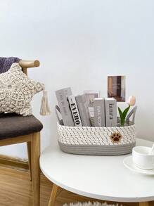 1pc Handmade Woven Pet Toy, Snacks, Accessories, Dirty Clothes Storage, Suitable For Home Desktop Clutter, Cosmetic Storage