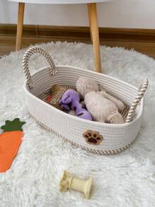 1pc Handmade Woven Pet Toy, Snacks, Accessories, Dirty Clothes Storage, Suitable For Home Desktop Clutter, Cosmetic Storage