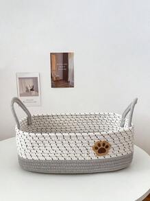 1pc Handmade Woven Pet Toy, Snacks, Accessories, Dirty Clothes Storage, Suitable For Home Desktop Clutter, Cosmetic Storage