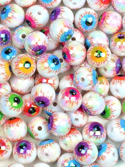 16mm 10pcs Style Random UV Colorful Horror Eyeball Beads DIY Handmade Pen Decoration Loose Beads Halloween Jewelry Accessories