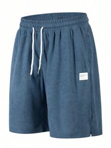 Quần short vải nhung thông thường dành cho nam, Quần short Bermuda phù hợp - Màu xanh hải quân - Xem 5