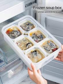 7 piezas Envases de almacenamiento de alimentos congelados con 6 compartimentos, herméticos, para preparación de comidas, conservación de sopa, carne, granos en refrigerador/congelador, apilables, organizador de cocina, regalo de Navidad