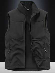 Men's Outdoor Casual Thermal Lined Softshell Vest, For Autumn/Winter