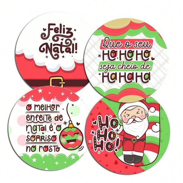 30 Etiquetas Adesivas 4cm Natal Papai Noel Ho ho ho