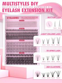 480 piezas de pestañas postizas individuales, múltiples estilos, aspecto natural, 4 opciones que incluyen pestañas inferiores, ligeras y esponjosas, 7D puntiagudas, 40D en racimo, delicadas y suaves, ultraligeras, reutilizables, kit de extensión de pestañas individuales, adecuado para uso en casa o al aire libre, aplicable para la vida diaria, bodas, citas, fiestas, festivales de música, Halloween y otras ocasiones. - D - Ver 2