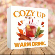 1 pièce Décoration d'automne carrée "Tomber amoureux de l'automne" 10cm, citrouille, feuilles d'érable, décoration de maison d'automne, décoration de chambre, décoration de festival des récoltes, décoration de bureau, ornement de décoration d'automne, meilleurs cadeaux