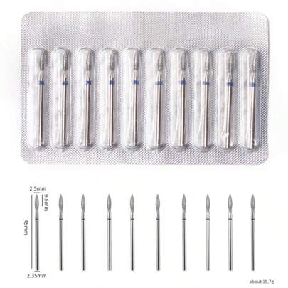 10件套专业足部护理指甲钻头，玉米层指甲钻头