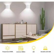Lámpara Pared Led De 12w Foco Flotante Moderno Muro Interior - Blanco - Ver 3