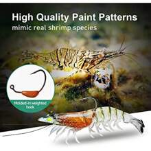 1 件装软虾式软塑料鱼饵，高品质耐用淡水和咸水游泳饵，适合鲈鱼垂钓