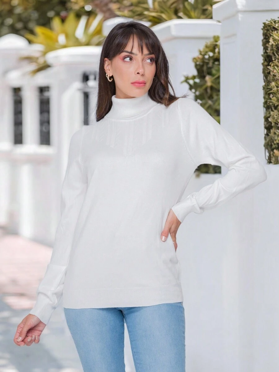 Long Sleeve Modal Blouse With Details For Women Thick Design Winter Cacharrel - 白色 - 查看 1