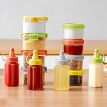 4 件套随机颜色挤压沙拉酱瓶、调味盒、果酱分配器、户外烧烤调味瓶、家用厨房酱汁容器、厨房、圣诞礼物 - 彩色 - 查看 4