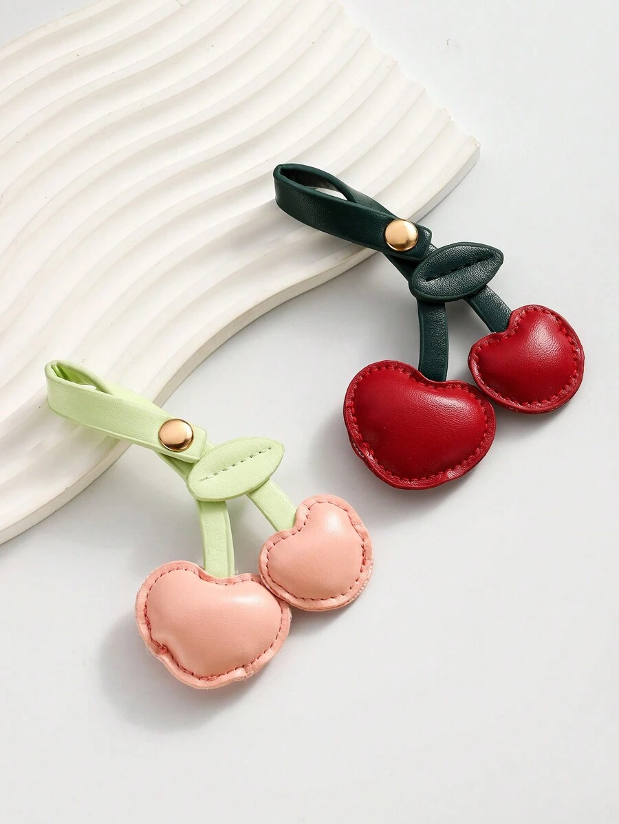 新品 手工制作 DIY 可爱 3D 心形 PU 樱桃装饰吊坠,水果樱桃车包吊饰配件,非常适合节日礼物、促销活动礼品、日常使用钥匙扣吊饰樱桃包吊饰樱桃吊饰 - 彩色 - 查看 1