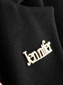 1 件简约商务风格定制名字不锈钢胸针适合日常佩戴、西装搭配、节日礼物（赠送礼盒） - 金黃色 - 查看 7