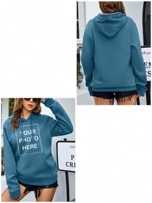Women's Customized Graphic Print Sweatshirt - Dusty Blue - View 3