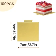 50/100PCS Mini Cake Paper Boards Golden Mousse Cake Base, Grease Proof Disposable Cupcake Boards, Easy-Grip Handle Baking Dessert Cardboard Design For Wedding And Birthday Party - Gold - View 20