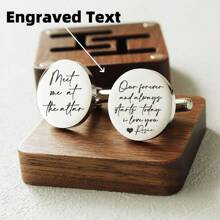 Customized Laser Engraved Stainless Steel Round Cufflinks, Wooden Gift Box Packaging Stainless Fashion , Vintage, Contracted, Fall Fashion, Stylish, Unisex, Old Money Custom, Personalized, Unique, Customized Ideal Gifts For Him Family, Grandparents, Children, Boyfriend For Graduation, For Weddings, For Christmas, For Winter, For Fall/Autumn, For Holiday Finds, Winter Fashion, Christmas Gift, Christmas Decorations, Personalized Christmas Ornaments, Personalized Gifts For Women/Men, Christmas Accessories,School Supplies,Back To School,School Gift,For Office,For School,For Classroom,For Teacher Gifts,For University,For Colleague,For Dorm Rooms,For Teacher,For Boys And Girls,For Teenagers,Junior High School Students,Middle School Students,High School Senior High School Students,College Students,University Students,Freshman,Sophomore,Underclassmen