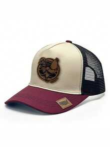 1 pieza Gorra de béisbol con patrón de gallo de granja - Diseño de parche de piel único, parte trasera de malla transpirable, cierre de presión, ajuste para todas las estaciones, lavado a mano - Estilo casual y para exteriores - gorra de béisbol con diseño de gallo y diseño color block - Ver 9
